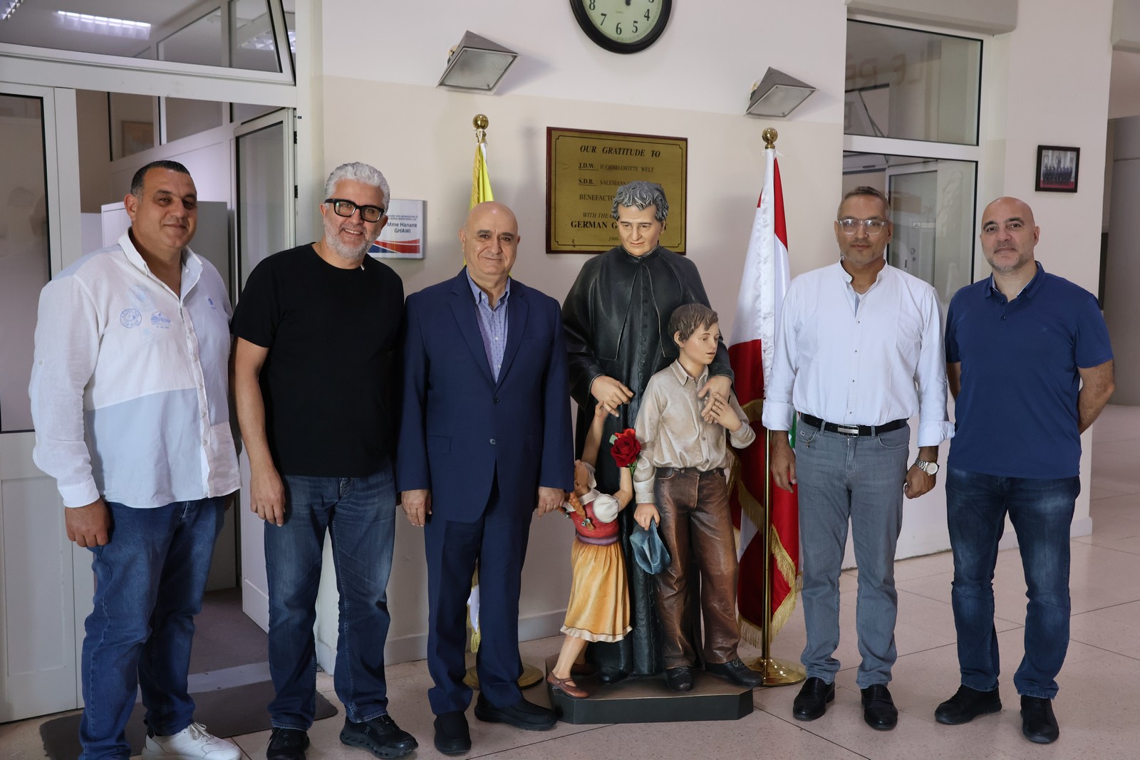 Le député Chawki Daccache lors de sa visite du campus de l’École Technique Don Bosco – Fidar, Liban